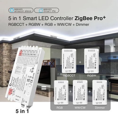 LED valdiklis ZigBee PRO+ RF, 12-24Vdc, 15A/CH, 20A MAX, RGB, RGBW, RGB+CCT, CCT, DIM, PUSH-DIM GL-C-201P 6978699220068