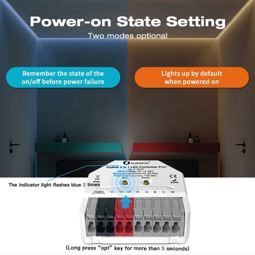 LED valdiklis ZigBee MINI PRO+ RF, 12-24Vdc, 6A/CH, 10A MAX, RGB, RGBW, RGB+CCT, CCT, DIM, PUSH-DIM GL-C-301P 6978699220075