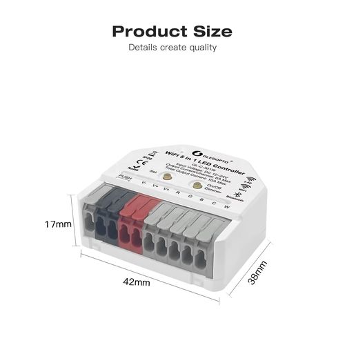 LED valdiklis Wi-Fi + RF MINI, 12-24Vdc, 6A/CH, 10A MAX, RGB, RGBW, RGB+CCT, CCT, DIM, PUSH-DIM GL-C-301W 6978699220136