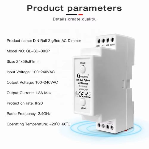 Šviesos valdiklis TRIAC, DIN bėgeliui, 230Vac, 200W, ZigBee, MQTT GL-SD-003P 6978699220082