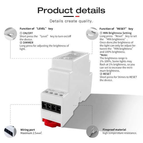 Šviesos valdiklis TRIAC, DIN bėgeliui, 230Vac, 200W, ZigBee, MQTT GL-SD-003P 6978699220082