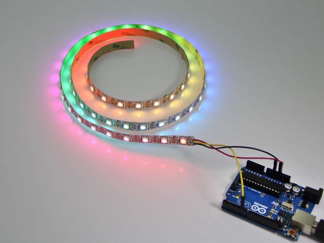 Светодиодная лента 5V 18W/m 5050+WS2812 RGB IC цифровая негерметичная IP20 HM-60-RGB-IC-IP20