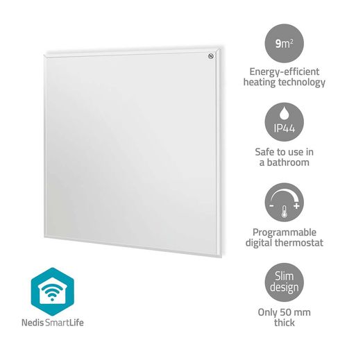 SmartLife Infrared Heating Panel | 350 W | 1 Heat Setting | Adjustable thermostat | Remote control | IP44 | White HTIP350WTW 5412810444304