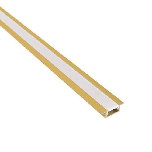 Profilis aliuminis aukso sp. anoduotas, LED juostoms, su matiniu dangteliu, įleidžiamas INLINE MINI XL 2m INLINEM-XL-OP-2M-G