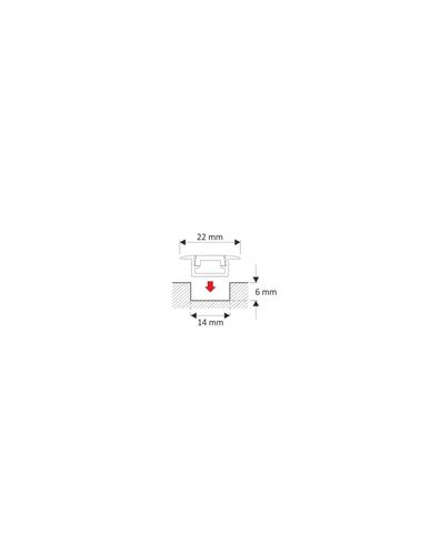 Profilis aliuminis anoduotas LED juostoms, su matiniu dangteliu, įleidžiamas INLINE MINI XL 2m INLINEM-XL-OP-2M-S