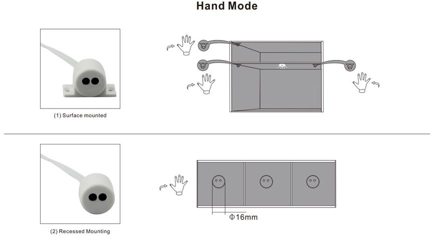 LED valdiklis skirtas trims sensoriams 12-24V 4A, veikia durelių/rankos judesio rėžimu IR-DH-BOX