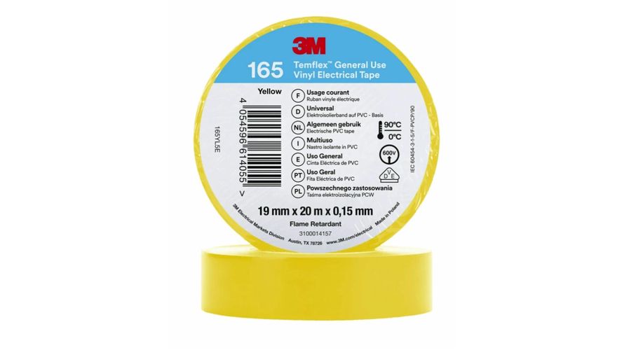 Виниловая электрическая лента 3M Temflex 165 19ммх0,15ммх20м, желтая, 3M IZ/3M/165Y-20 4054596614055