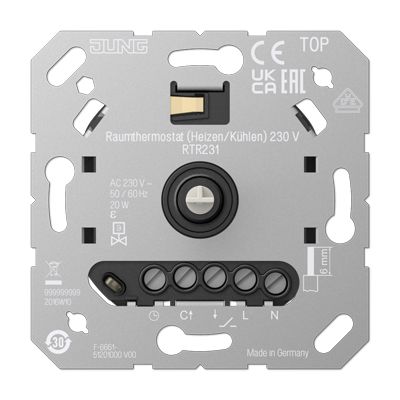 Room thermostat JUNG RTR231 (20w, 100mA, 230V) JUNGRTR231