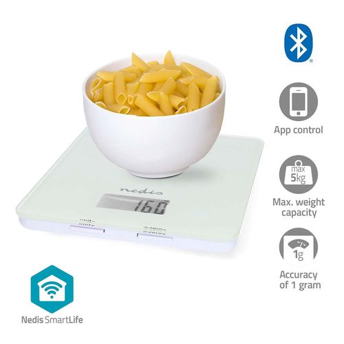 SmartLife Kitchen Scale | Bluetooth® | Glass / Plastic | White KASC800WTW 5412810443611