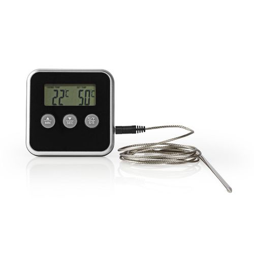 Meat Thermometer | Alarm / Timer | LCD Display | 0 - 250 °C | Black / Silver KATH105BK 5412810311873