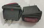 Rocker switch; ON-OFF, fixed, 2pins. 6A/250Vac, 19x12mm, SPST, waterproof, red KE/MI/2F/R/H