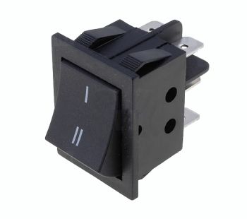 Rocker switch; ON-ON, fixed, 6pins. 15A/250Vac, 22x28mm, DPDT R9-492-B-S Highly KE/BI/2F/6P