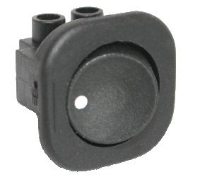 Jungiklis klavišinis, ON-OFF, fiks, 2k. 6A/250Vac, Ø19.8mm, SPST, apvalus juodas KE/RO/BL-V 5900804016793; 5901436724551