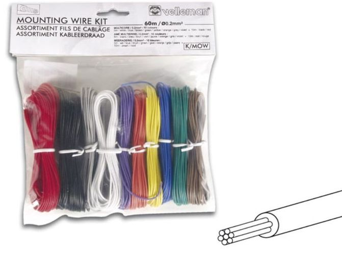 Montavimo laidų rinkinys, 10 spalvų, 60m, daugiavieliai 0.2 mm², alavuoto vario K/MOW 5410329217679