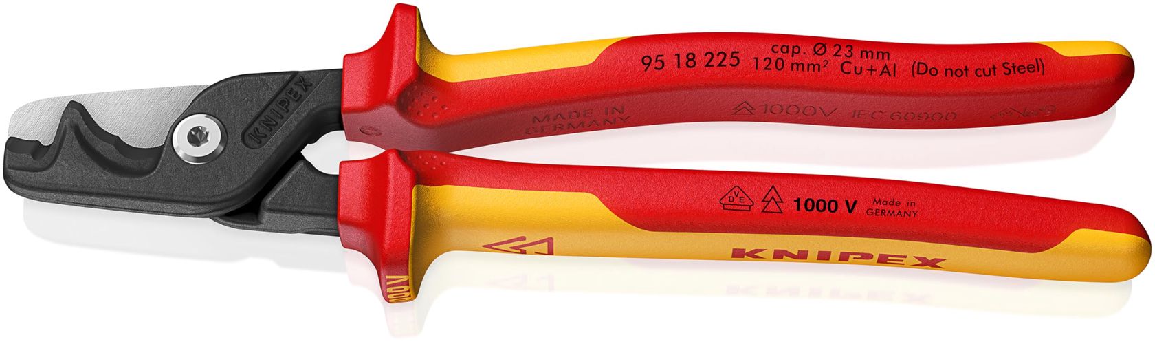 Cable shears with step cut VDE 1000V 225mm 95 18 225 Knipex KNIP-9518225