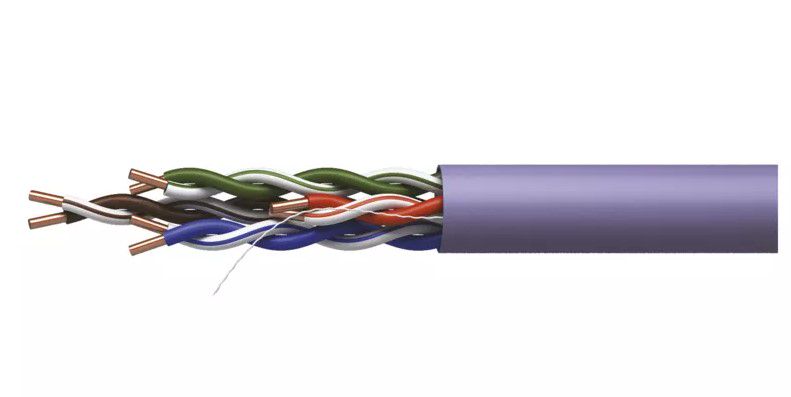 Kabelis UTP CAT5e 4x2x0.5mm, viengyslis, varinis, su LSZH izoliacija Dca violetinis EMOS KO/UTP5/LSZH/E 8592920000045