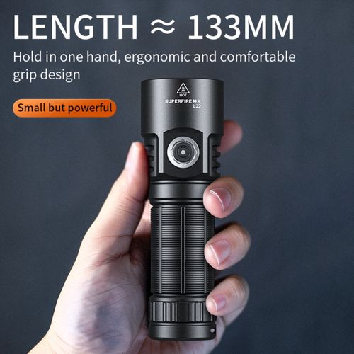 Flashlight L22, 5000lm, 60W, rechargable USB C 1x 26650 5000mAh, 190g SUPERFIRE-L22