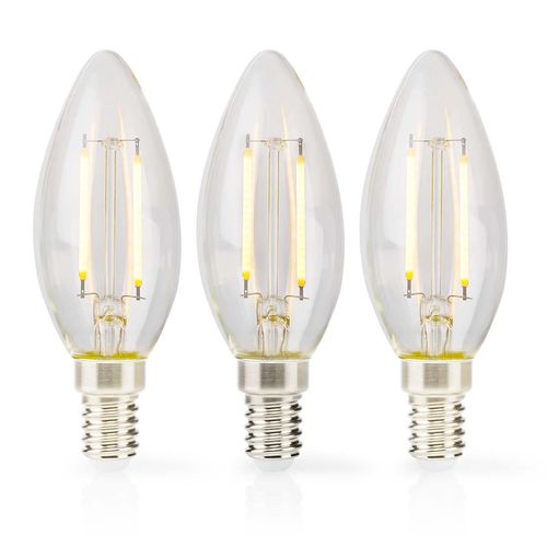 LED Filament Bulb E14 | Candle | 2 W | 250 lm | 2700 K | Warm White | Retro Style | 3 pcs | Clear LBFE14C351P3 5412810400102