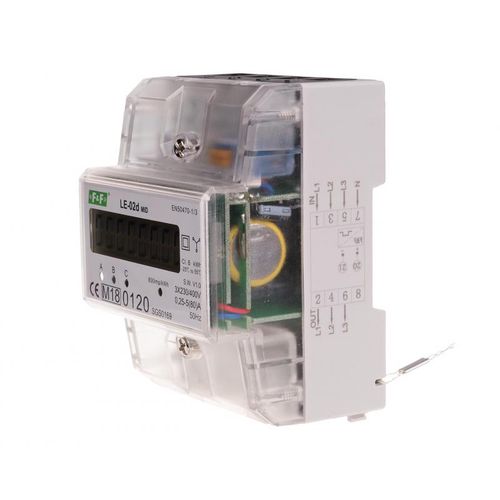 Trijų fazių elektros energijos skaitiklis, 230/400V, 80A, 50Hz, 4 moduliai, F&F LE-02D