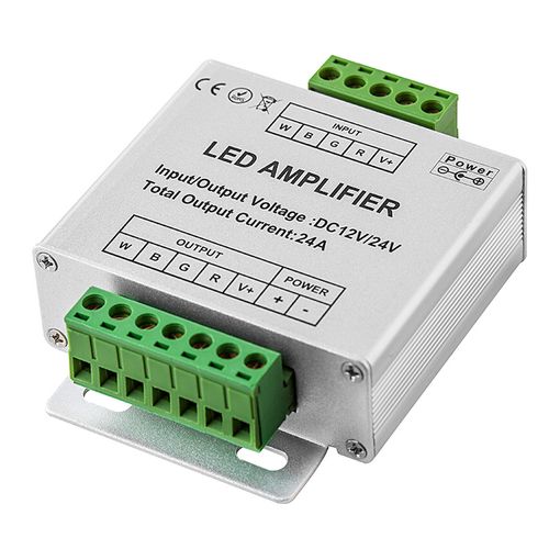 LED RGBW juostos signalo stiprintuvas 12V-24Vdc 4x6A 12V/288W LED-AMP-RGBW-6A