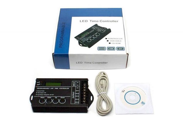 LED strip controller RGBW+WW with time programming, USB 12-24V 5x4A LED-TC420