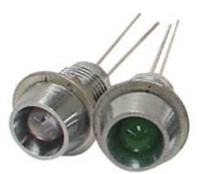 Šviesos diodas Ø5mm raudonas matinis metaliniame įgaubtame korpuse Ø8mm LEDK5R 5410329657963