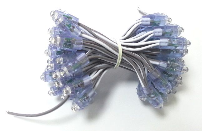 LED švytintis hermetinis diodas DC5V, 9mm, 0.1W, šaltai baltas LEDT9-1W-60K