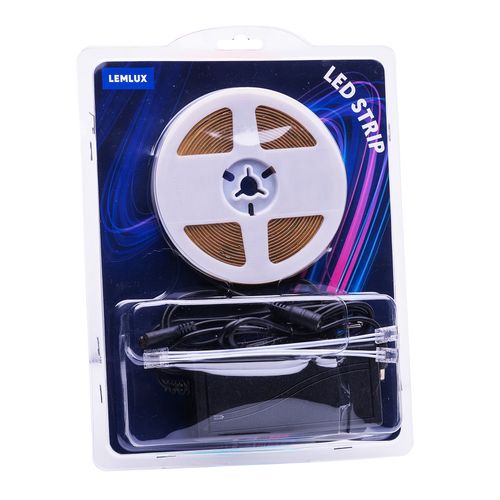 LED juostos rinkinys su maitinimo šaltiniu, 5m, COB, 8W/m, 12Vdc, 800lm/m, šiltai balta 3000K COB-480-WW-SET 4772081004111