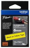 FLEXI TAPE 6MM BLACK ON YELLOW TZEFX611 TZEFX611