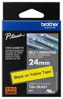 TAPE, LABEL PRINTER, BLK/YLW, 8MX24MM TZESL651