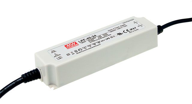 Impulsinis maitinimo šaltinis LED 24V 1.67A, valdomas, PFC, IP67, MEAN WELL LPF-40D-24