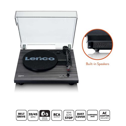 Wood turntable with built-in speakers black LS-10BK