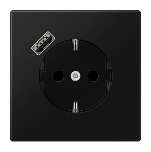 Socket with USB JUNG LS1520-18ASWM (black, matte, 16A/250V) JUNGLS152018ASWM