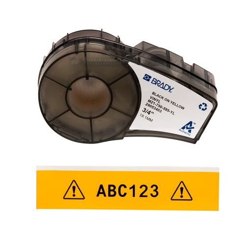 Etiketės vinilinės vidui ir laukui geltona 19.05mm x 6.4m M21-750-595-YL BRADY M21-750-595-YL