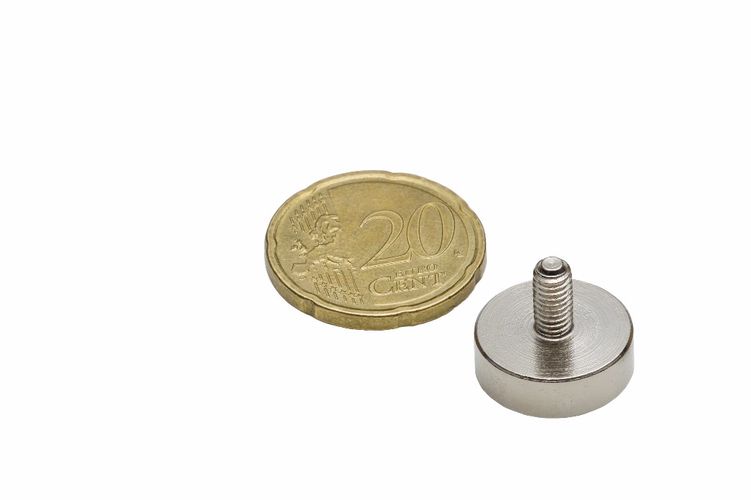 Pot magnet with threaded stem M4 Ø16x5mm NdFeB N42 MAG/THREAD/16