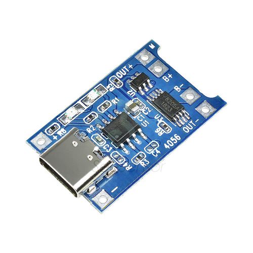 Li-ion akumuliatoriaus krovimo valdiklis TP4056 1S 3,7V akumuliatoriui, su USB-C lizdu IDUINO ME058-1