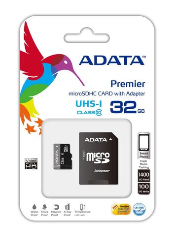 Atminties kortelė micro SD 32GB Class 10 UHS-I (U1) su SD adapteriu MICROSD/32GB-ADATA 4713435793947