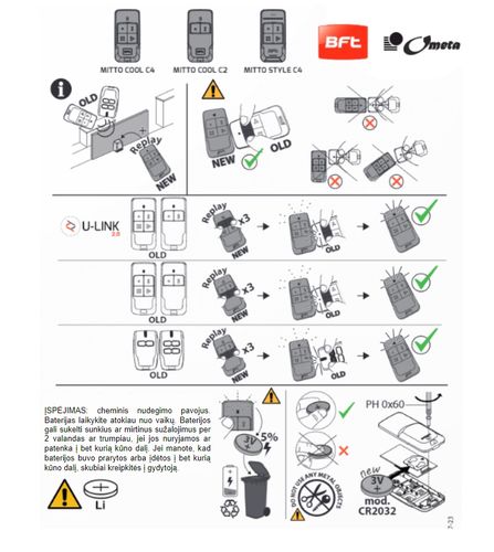 Remote control gate opener for BFT, 2 channels 433.92MHz MITTO-COOL-C2 8027908772695