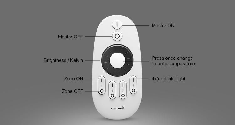 LED RGBW remote controller 4-zone, with wheel, Mi Light ML-DIM-REM 5901854777429