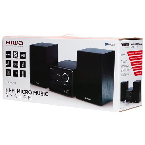 Hi-Fi Micro Music System 20W RMS with Bluetooth/CD/USB Player & FM Radio, Black MSBTU-300 8435256896558