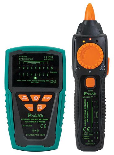 Kompiuterinio tinklo ( LAN ir PoE) kabelių testeris su zondu ir integruoti triukšmų filtru, NCV Pro'sKit MT-7029N 4711552161496