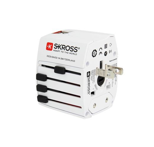 Kelioninis tinklo adapteris 230V 2.5A, 2x USB MUV kištukai AU/CN/UK/US/IT - lizdai EU/AU/UK/US (be įžeminimo) SKROSS SKR/1302960 7640166323693
