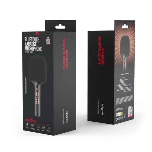 Belaidis Bluetooth karaoke mikrofonas su garsiakalbiu, juodas MXBM-600B 5900495094087