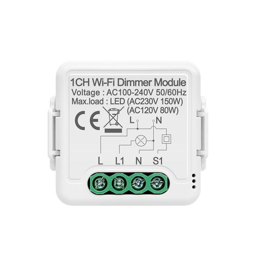 Умный Wi-Fi модуль выключателя с диммером TRIAC, 1 группа, 230Vac, 3A, TUYA / Smart Life N-DMS01 6976037360698