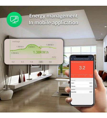 Išmanioji Wi-Fi rozetė A7, 3680W, su energijos matavimo funkcija, TUYA / Smart Life, NOUS NOUS-A7 5907772033463