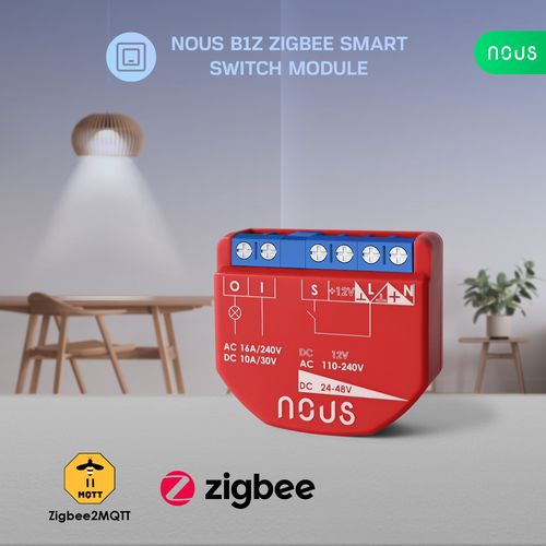 Išmani relė / jungiklis su sauso kontakto jungtimis, 1 kanalo, be galios matavimo ZigBee 2MQTT, TUYA NOUS-B1Z 5905072800471