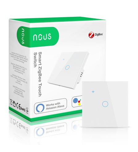 Išmanusis ZigBee liečiamas jungiklis LZ1, 1 kanalo, 230V 200W, TUYA, NOUS NOUS-LZ1