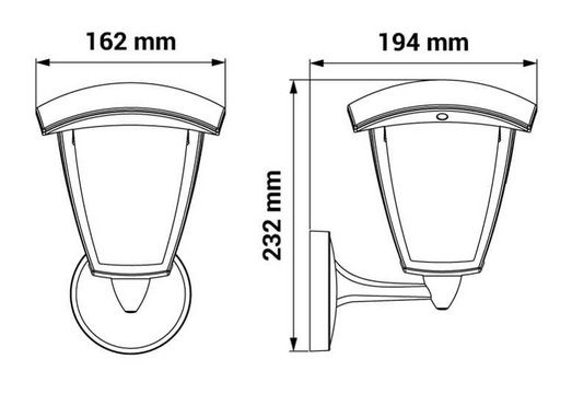 Sieninis lauko šviestuvas WENA E27 lempai, IP54, su laikikliu apačioje, juodas, ORO ORO10032 5902533190485