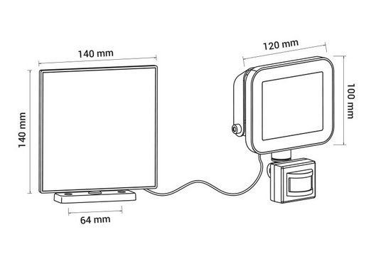 Solar LED floodlight with motion sensor, 10W, 750Lm, IP54, battery 1800mAh ORO10050 5902533197262