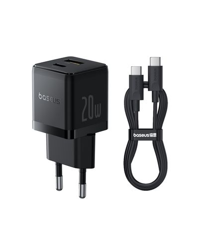 Wall Fast Charger Palm 20W USB + USB-C QC3.0 PD3.0 with USB-C Cable 1m, Black P10111608113-01